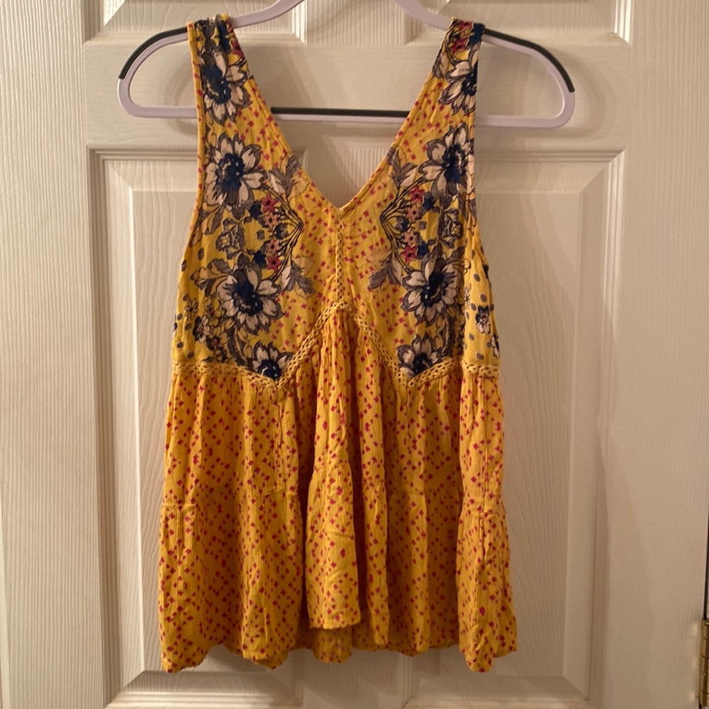 Small yellow summer baby doll style top for women
